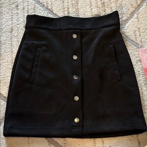 Black Snap-Front Mini Skirt